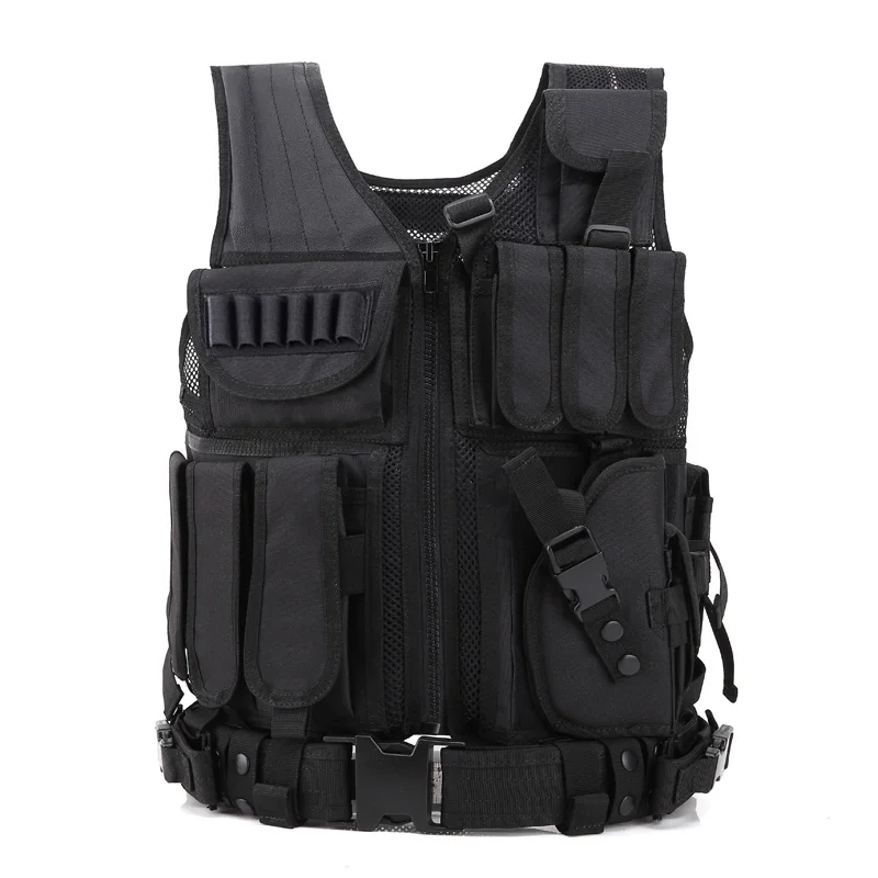 

MaHeu Men's Military Tactical Vest Army Hunting Molle Airsoft Vest Outdoor Body Armor Swat Combat Painball Black Vest for Men