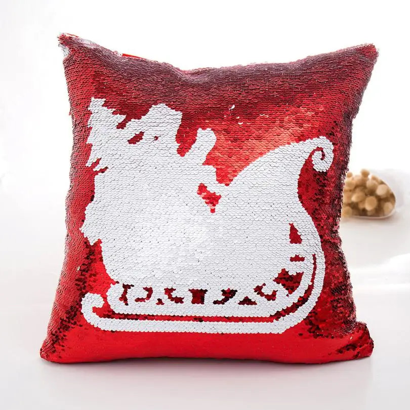 

Merry Christmas Color Glitter Sequins Throw Pillow Case Cafe Home Decor Cushion Covers Decorative Pillows 40x40cm Square 10Aug15