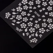 30 folhas de design aleatório 3d etiqueta do prego transparente fundo branco flor borboleta série etiqueta do prego decoração