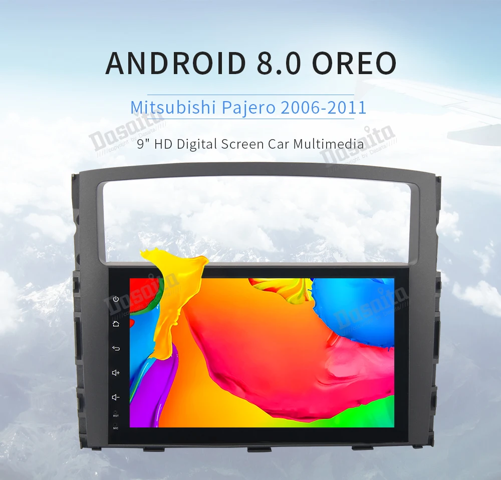 Sale 9" ips Car 1 din Android 8.0 multimedia player for Mitsubishi Pajero V93 V97 2006-2013 Autoradio with 8-Core 4Gb+32Gb GPS wifi 5