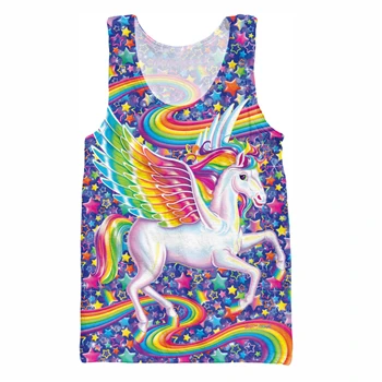 YX GIRL 2018 summer new style Cool vest Fashion Mens 3d Vest Cute animal Lisa Frank Print Unisex Casual Tank tops color as the picture