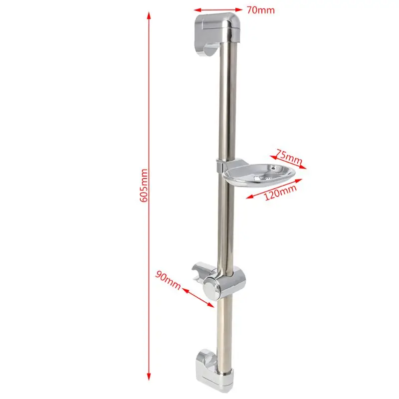 Лейка для душа из нержавеющей стали, удерживающая стержень с мыльницей, регулируемые подъемные стержни