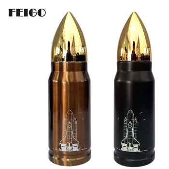 

FEIGO 1Pc 350/500ML Creative Bullet Shape Stainless Steel Thermos Bottle Double Wall Vacuum Coffee Cup Insulated Thermo Cup F372