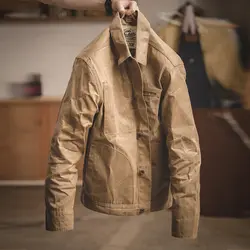 MADEN мужские Вощеная парусина хлопковая куртка Военный фонарь Весенняя Рабочая куртка хаки