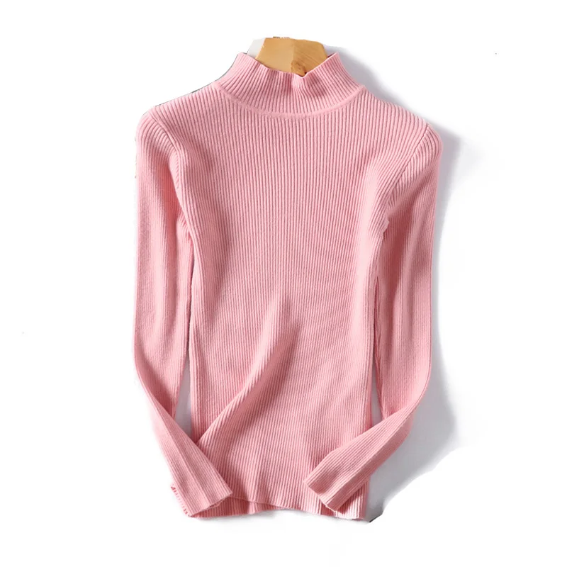 ShejoinSheenjoy Spring Autumn Women Pullovers Sweaters Fashion Slim Half Turtleneck Knitted Tops Women Elastic Casual Sweater (14)