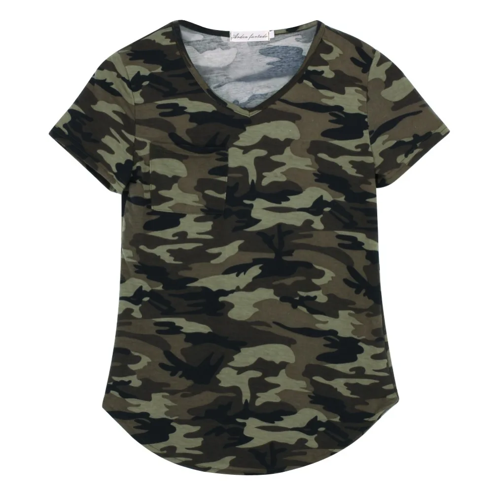 Women Camouflage tee shirt femme t shirt Print Clothes Short Sleeve