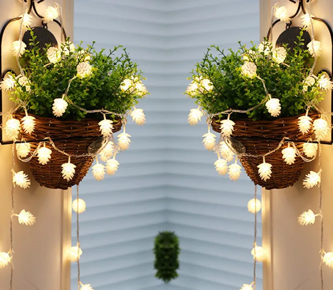 

outdoor waterproof led lights string pinecone chandeliers courtyard balcony Christmas lights outdoor lighting lamps
