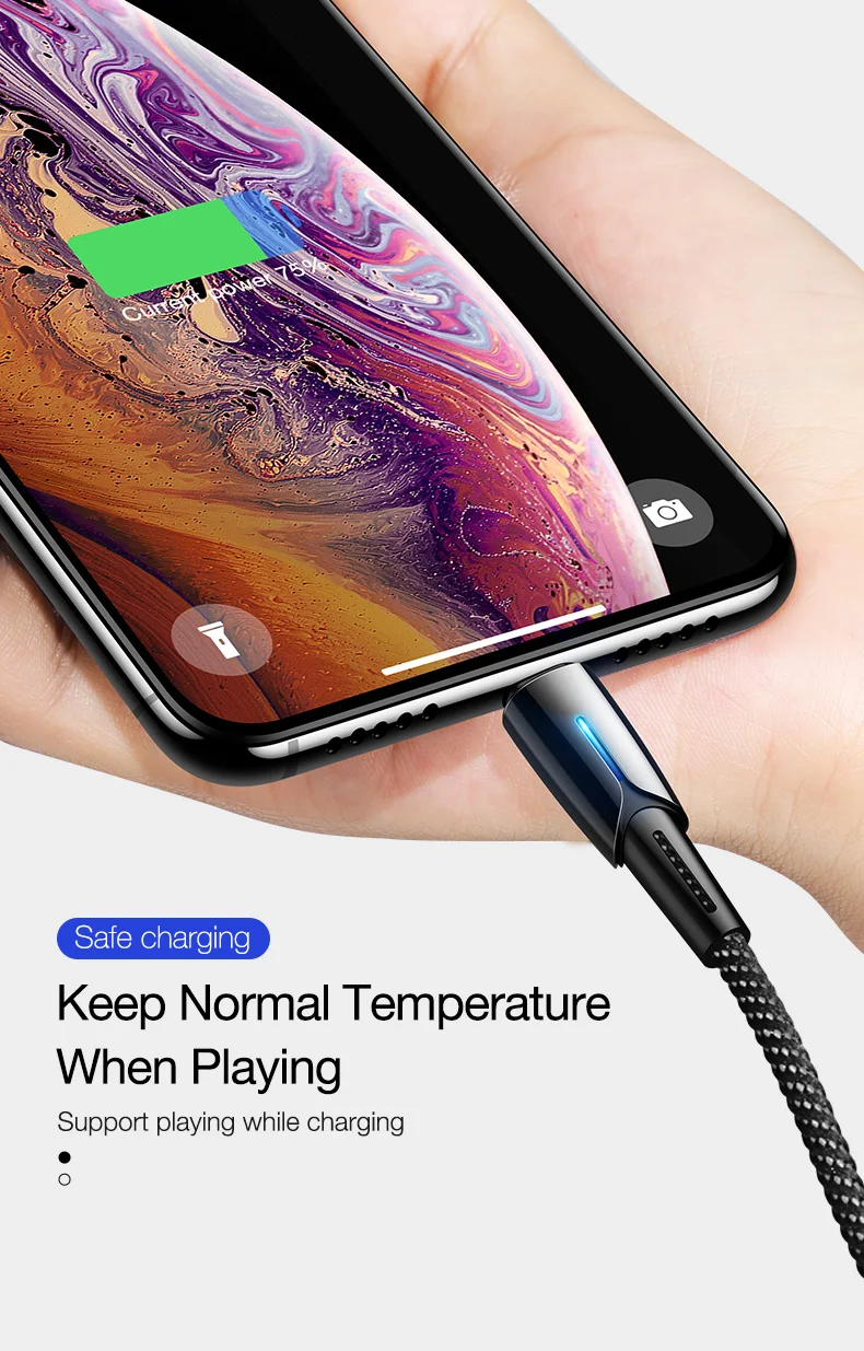 CAFELE USB кабель для iPhone X Xs Max Xr 8 7 6 6s 5 s Plus автоматическое отключение кабеля 2.0A зарядный кабель для передачи данных для IOS 11 10