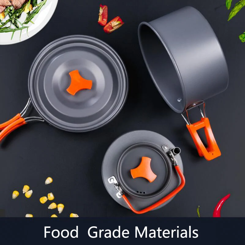 Hewolf al aire libre pot kettle de utensilios de cocina de aluminio plegable vajilla senderismo picnic camping cocina equipo para picnic