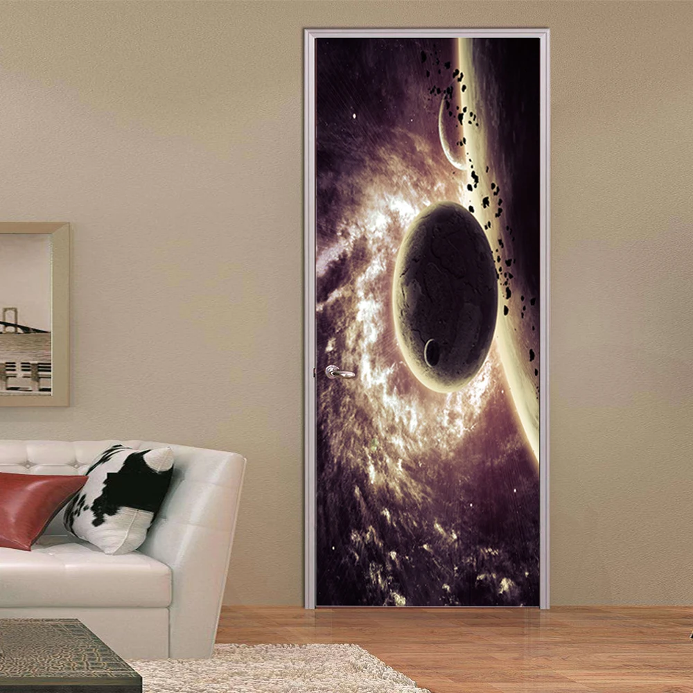 Дождевая королева 38,5x200cmx2 космическая планета 3D Наклейка виниловая самоклеющаяся креативная дверь наклейки на стену постер для домашнего