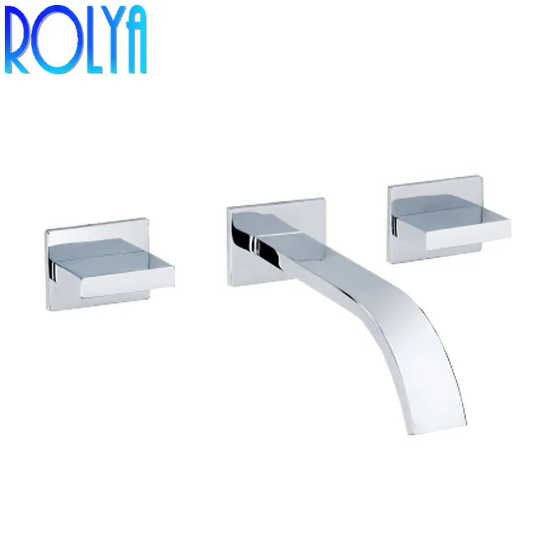 

ROLYA New Arrival Selling Sale Wall Basin Tap Brass Finish In-wall Bathroom Faucet