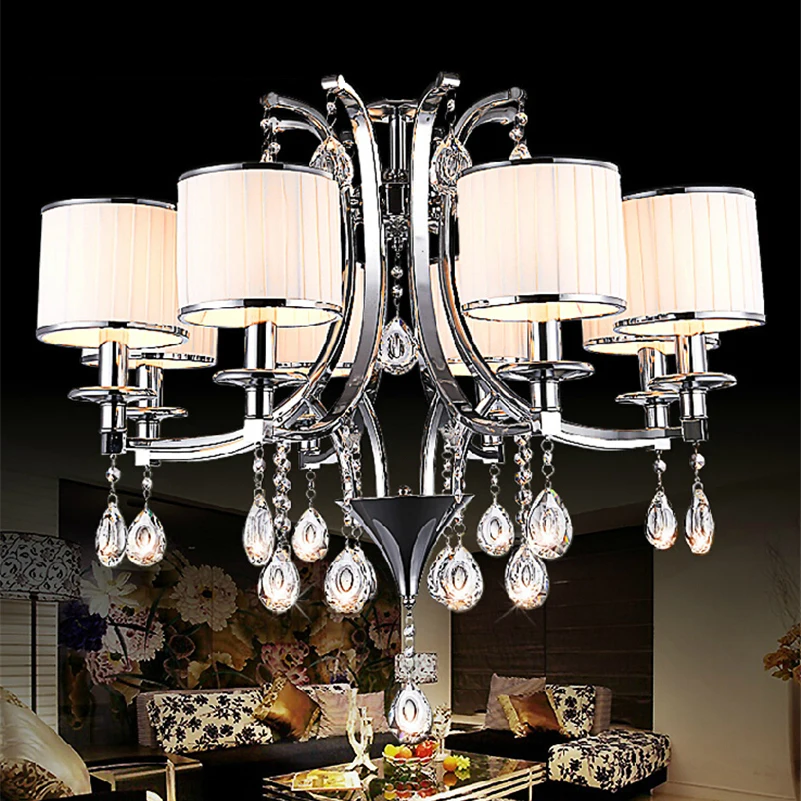 Led Nordic Lighting Stainless Steel And Fabric Shades 3 6 8 Head Led Nordic Lighting Stainless Steel And Fabric Shades 3 6 8 Head Crystal Pendant Lamp Dining Room E14 Candle Bulb Light In Lights From