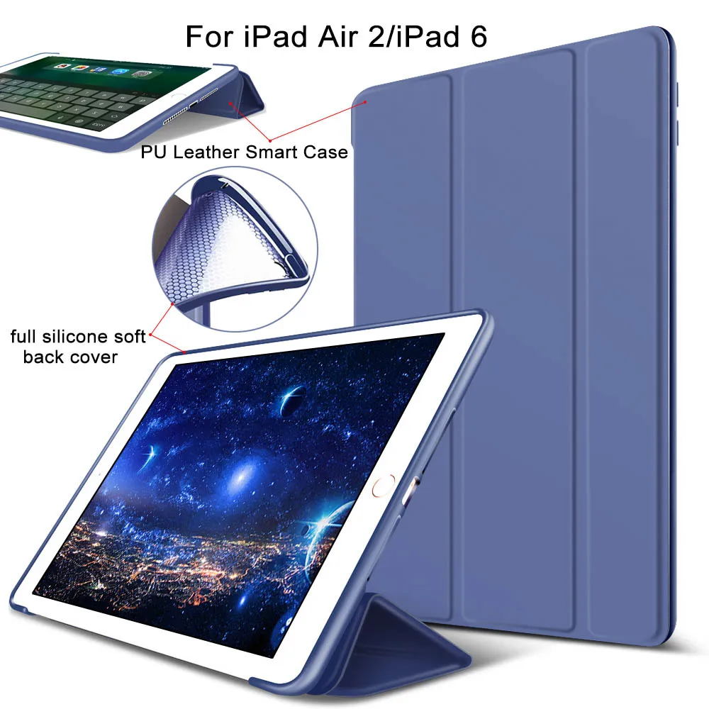 Case For iPad Air 2,Redlai PU Leather Flip Fold Cover Auto Sleep Smart