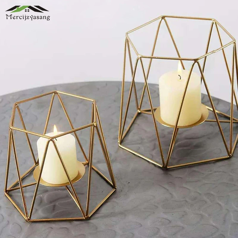 European Candle Holder Iron Candlestick Geometric Table Candle Holders