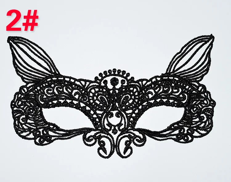 15 шт./лот Hallowen девочек Для женщин Лидер продаж Черный Sexy Lady кружева маска вырез глаз маска для маскарада вечернее изящное платье костюм - Цвет: 2