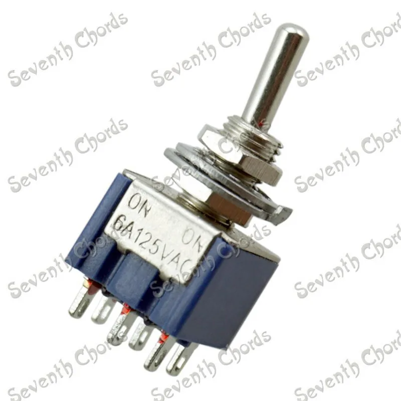 2 Pcs 6 Pin 6A 125VAC Mini Toggle Switch for Electric Guitar Bass Guitar Control Mini Switches