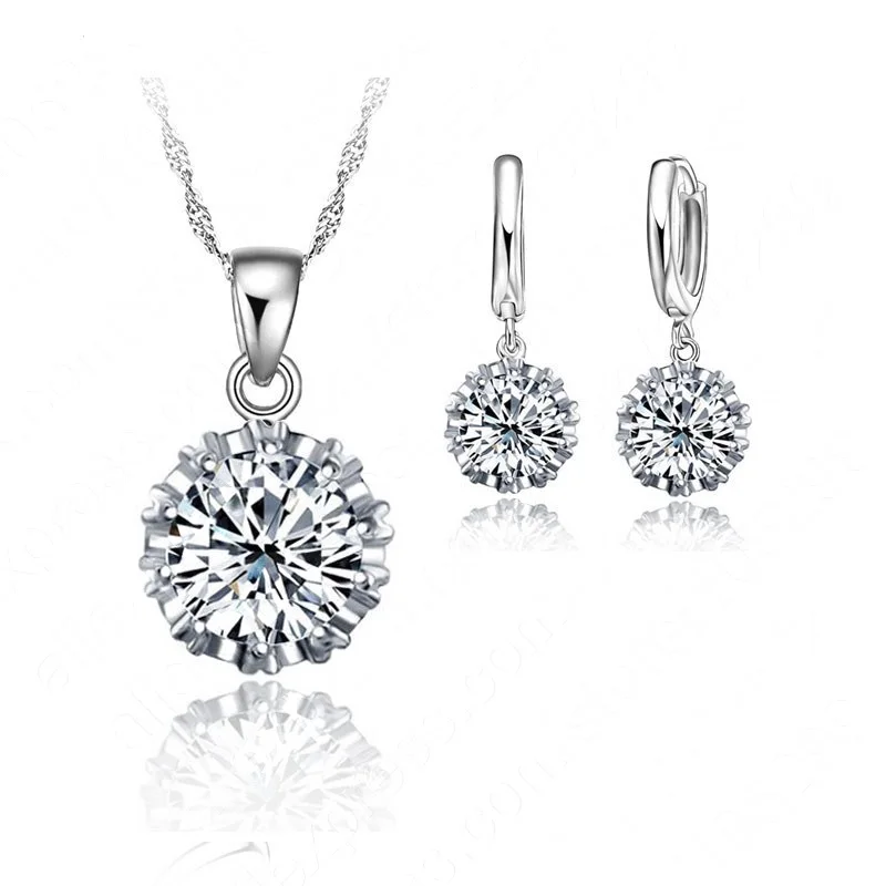 Лучший новейший дизайн Ювелирные наборы 925 пробы серебряные модные свадебные украшения серьги подвески ожерелья
