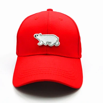Бейсболка из хлопка с вышивкой животных полярного медведя хип-хоп бейсболка с возможностью регулировки размера шапки для детей, мужчин и женщин 157 - Цвет: red