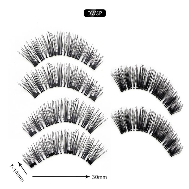 New 2 Pair 4 Magnetic False Eyelashes natural 3D Reusable magnets handmade magnetic lashes natural Mink eyelashes magnet lash