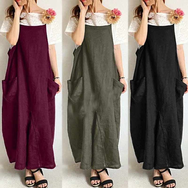 

Women Strappy Suspender Shirt Dress Bib Cargo Oversize Summer Sundress Dress