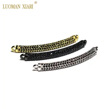 

Wholesale 3pcs Copper Micro-inlaid CZ Zircon 2 hole Arc Shape Spacer Beads for Bracelet Necklace Jewelry Making DIY Charms