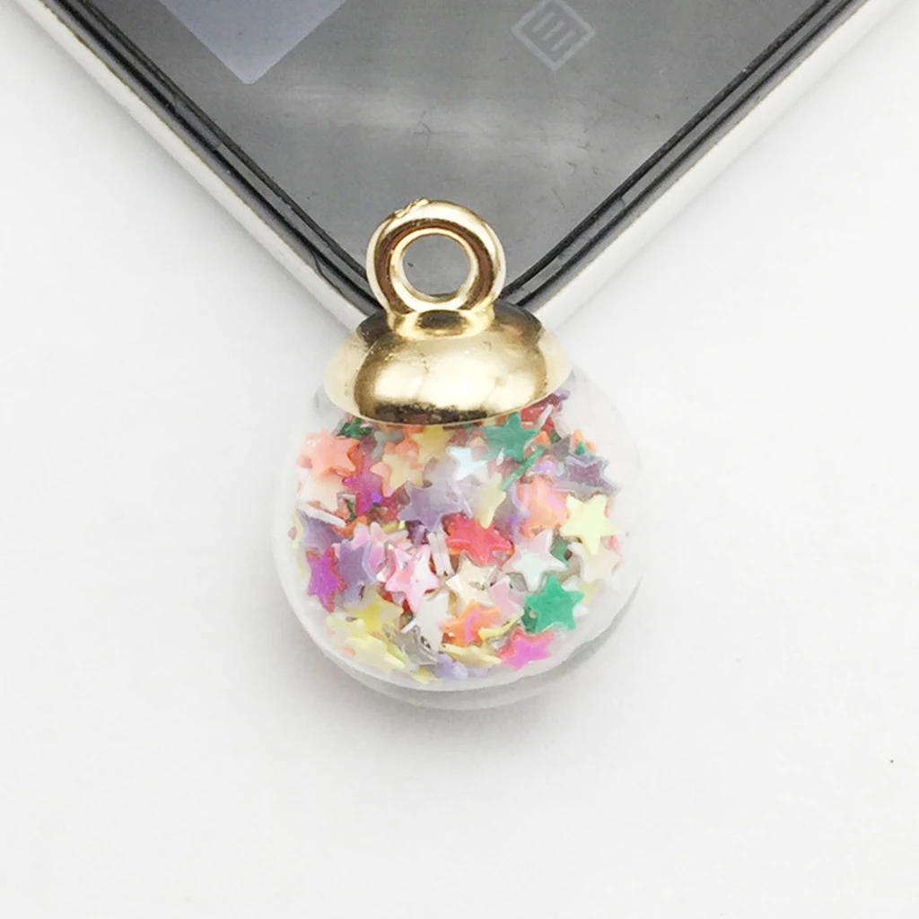 20pcs 16mm Colorful Transparent Glass Ball Star Charms Pendant Finding for Hair Jewelry Accessories Earring Jewelry Making