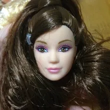 Горячая головы для поделок для куклы-Барби с закрытым ртом головы с длинным коричневым шифрованием волосы кукла лицо фильм необходимо для куклы DIY