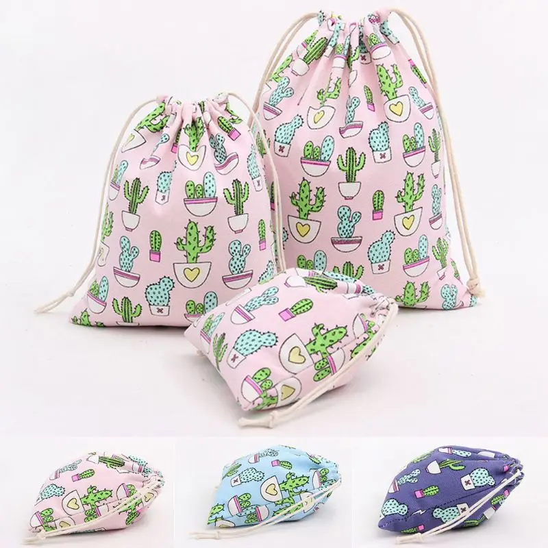 2019 New Fashion Men Women Backpack Cactus Print Sack Travel Drawstring Bags Rucksack