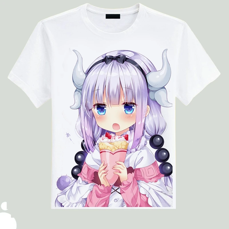 

2017 Miss Kobayashi's Kobayashi san Chi no Maid Dragon Tooru T-shirts White Short-Sleeve Tees Kanna Kamui Tops