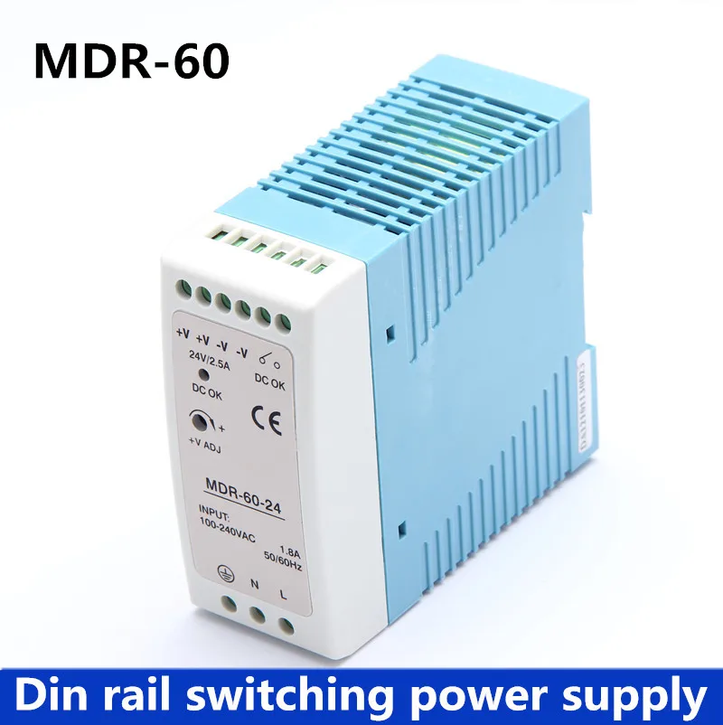 MDR-60 Din Rail Power Supply 60W 12V 5A 24V 2.5A Switching AC 110v/220v Transformer To DC 12v ac dc converter | Обустройство дома