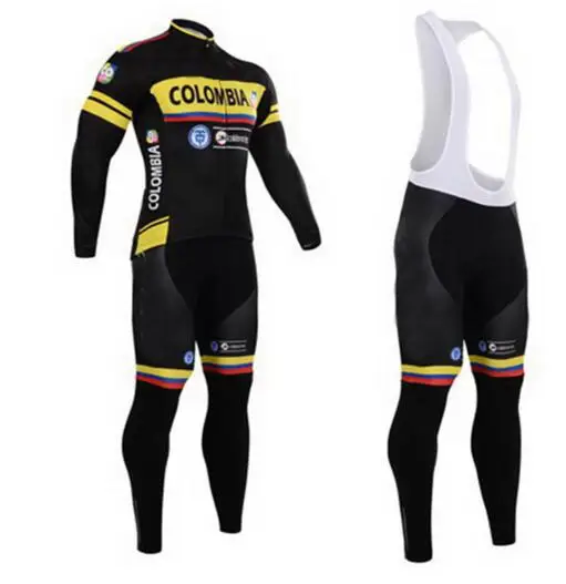 Goedkoop Colombia Pro Team Lente Herfst Lange Mouwen Wielertrui Set Sneldrogende Ropa Fiets Rijden Kleding Fietskleding Fiets kleding