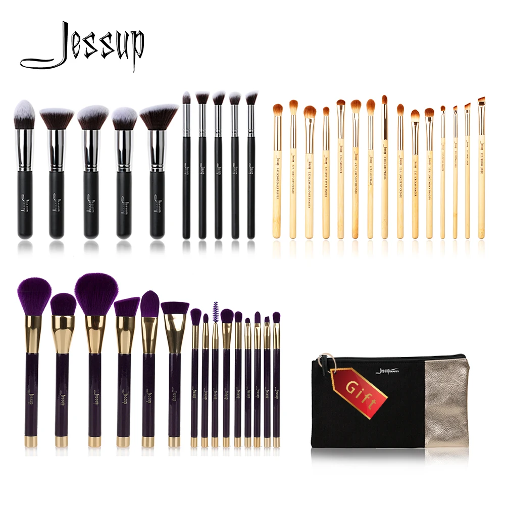

Jessup Buy 3 get 1 gift Makeup Brushes set Foundation blush Liquid Kabuki Eyeshadow Eyeliner Lip Contour Make up Brush Smudge