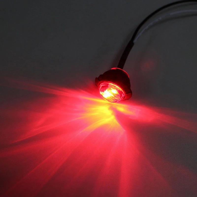 

2X Mini Red 3/4" Round Side 3 LED Marker Trailer Car Bullet Light Waterproof