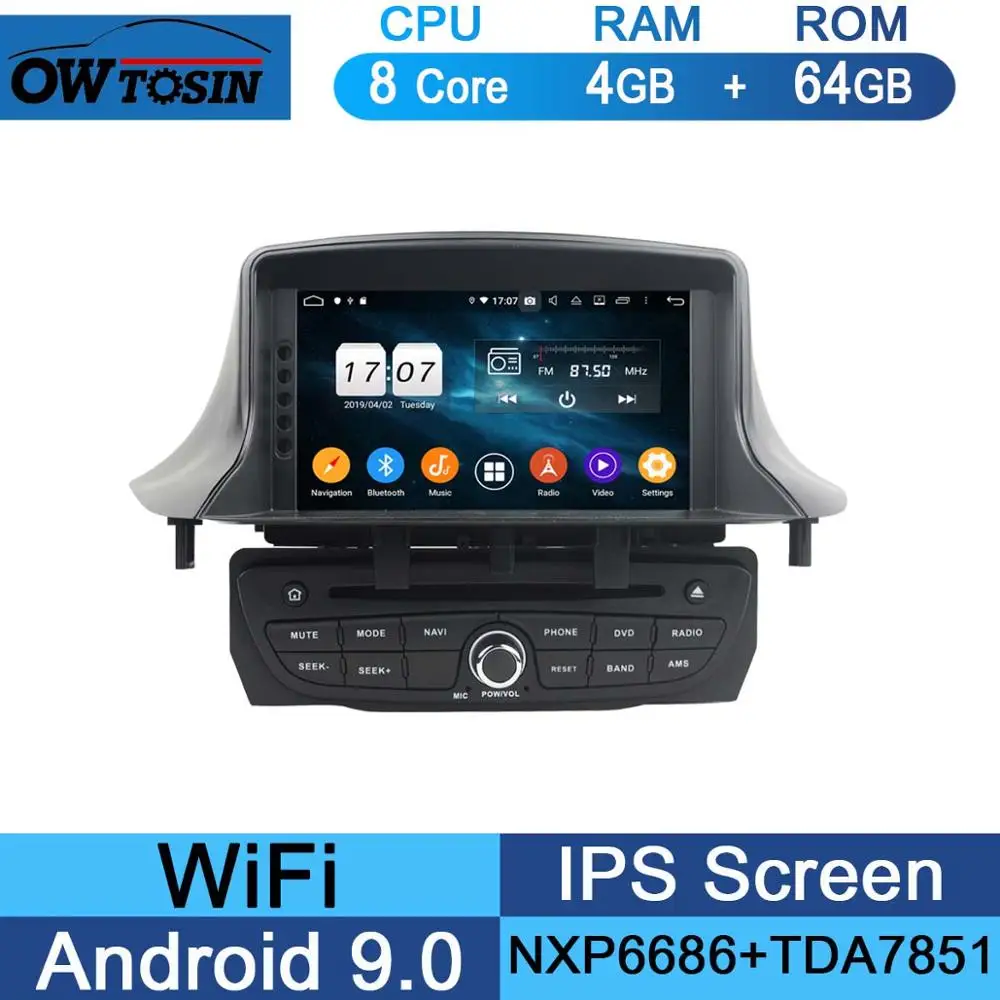 " ips 8Core 4G ram+ 64G rom Android 9,0 автомобильный dvd-плеер для Renault Megane III Fluence 2009- CarPlay Parrot BT Радио - Цвет: 64G