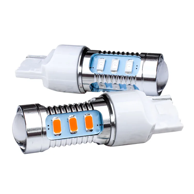 2 шт. T20 7440 W21W WY21W 15 SMD 5630 высокомощный светодиодный Желтый Янтарный сигнал поворота красный тормозной светильник белый обратный светильник s 12V