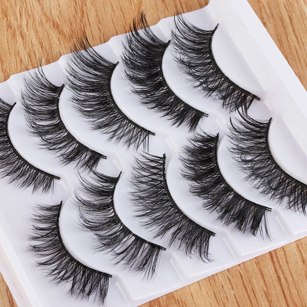 

5 Pairs Handmade Wispy Mixed Soft False Eyelashes Crisscross Fluffy Lashes Natural Long Eye Lashes Extension Big Eyes Makeup