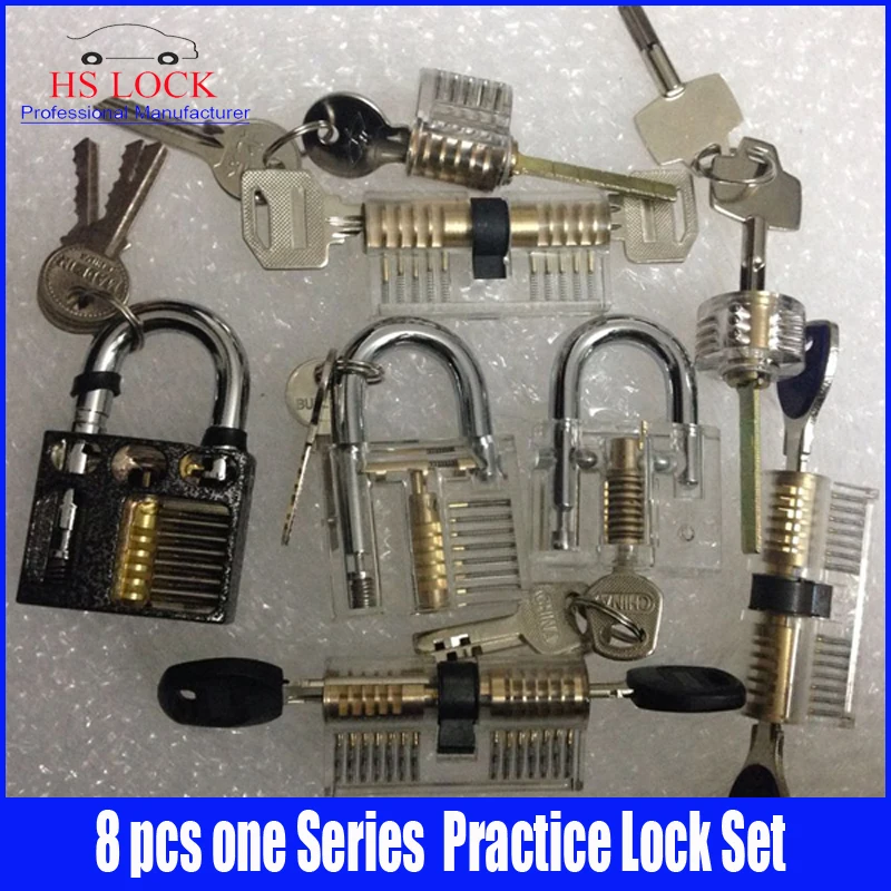 8 pcs Cutaway Inside View Of Practice Padlocks Lock Pick Tools