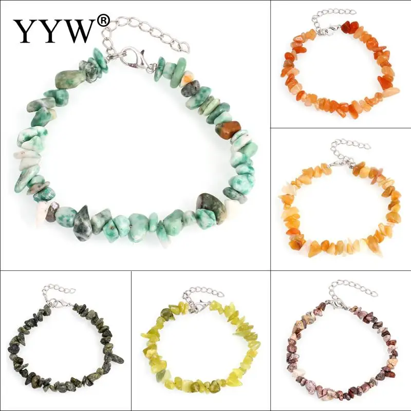 

2017 Natural Gem stone Bracelet Healing Stretch Chip beads Weave Natural Garnet Shell Crystal Coral Quartz Fluorite Bracelets