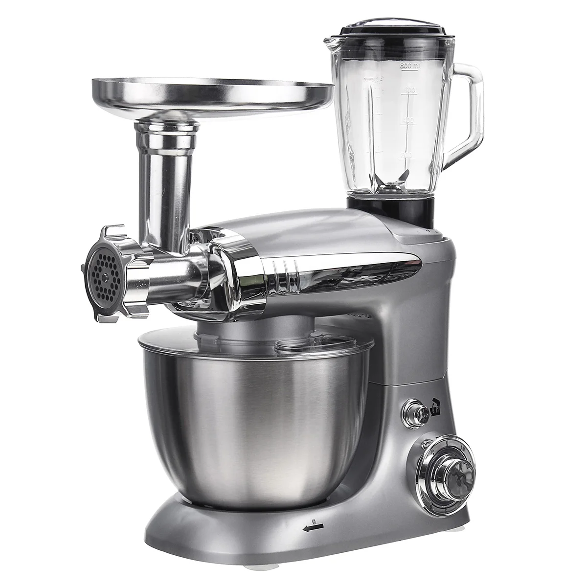 Sliver Multifunctional Stand Mixer 6 Speed Electric Food Blender Mixer 1000W Meat Grinder Food Processor Egg Dough Beater Kitchen Tools - Цвет: Sliver