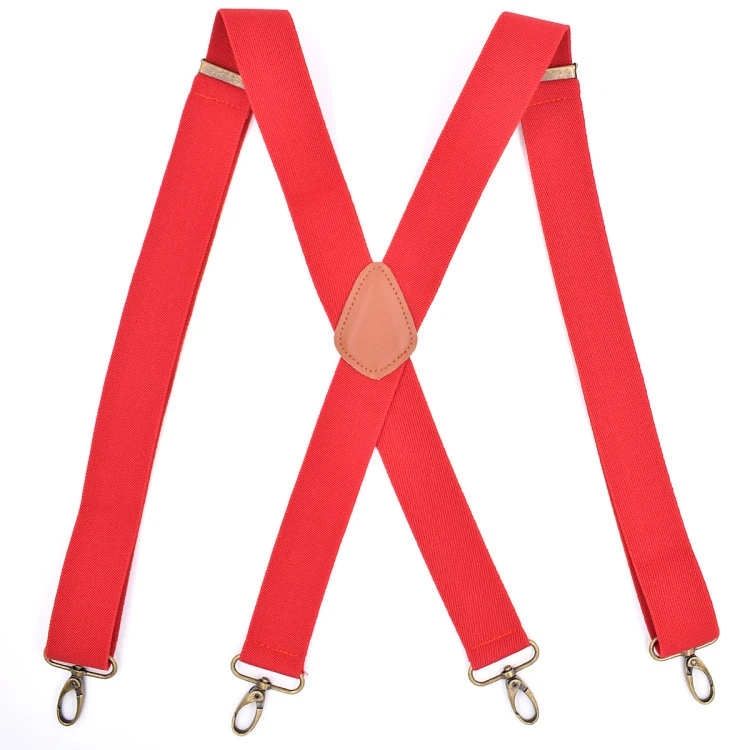 

2019 New Adult Men's Four-clip Hook Strap Adjustable X-shaped Monochrome Universal Strap Clip Bronze Buckle Fashionze Buckle