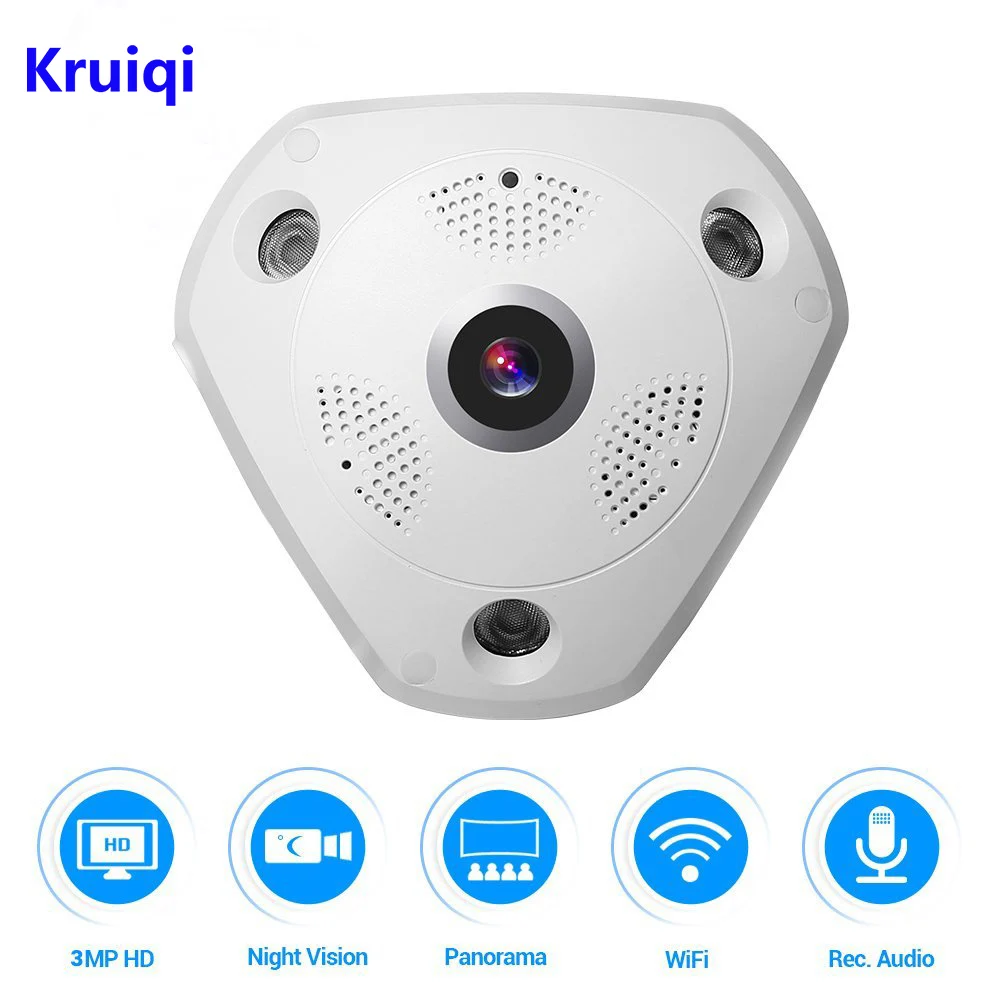 Kruiqi 960P IP Camera Wifi Security Night Vision IR Cut Two Way Audio Smart CCTV Surveillance Wireless IP Camera