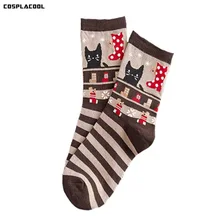 [COSPLACOOL] Носки с рисунком кота/девочки забавные Женские носочки Осень/Зима теплые calcetines harajuku носки хлопок meias мультфильм sokken