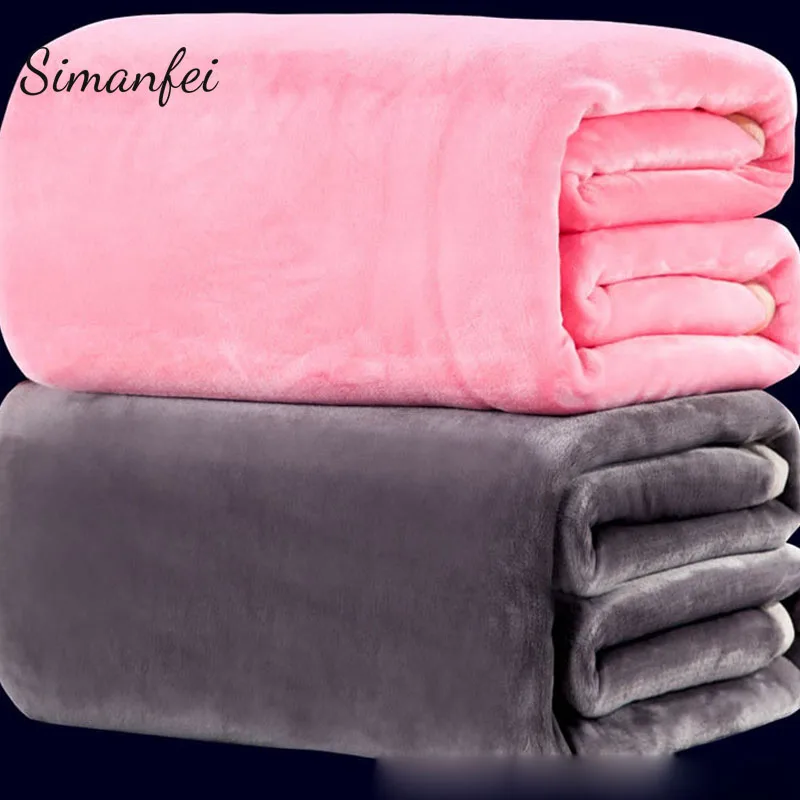 

Simanfei Blankets Superfine Soft Flannel Solid color Bed Textile Coral fleece Bed sheet Bedspread Throw Blanket For Sofa and Bed