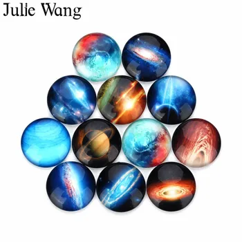 

Julie Wang 20pcs 25mm Round Mixed Galaxy Glass Cameo Cabochon For Necklace Earrings Bracelet Findings Jewelry Making Accessory