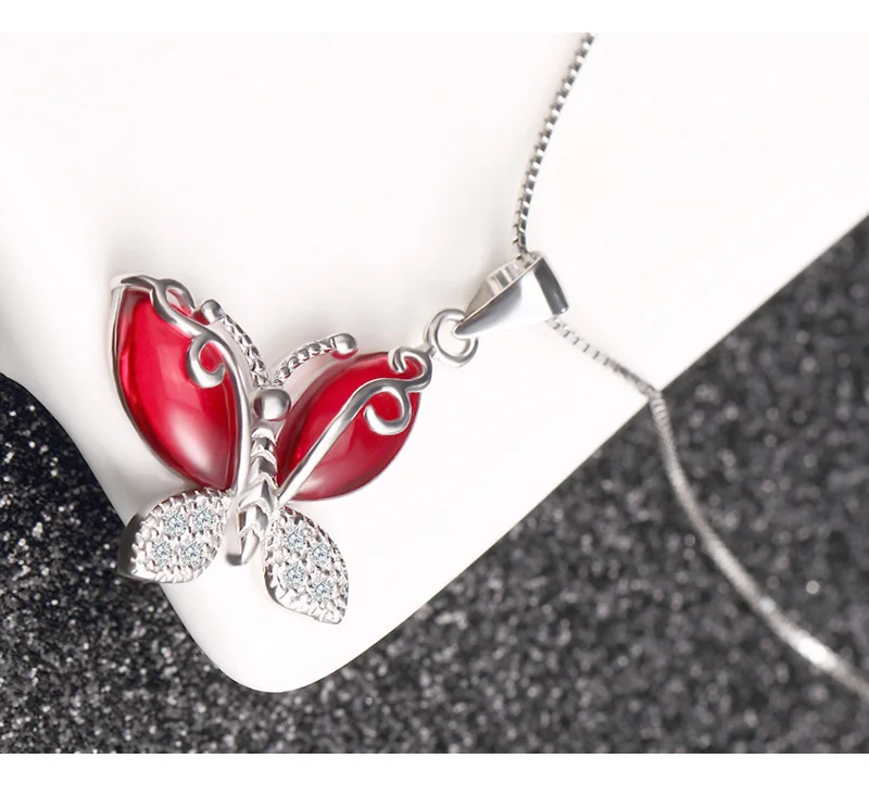 Butterfly Jewellry 925 Sterling Silver Crystals Butterfly Pendant Necklace for Women Engagement Fine Jewelry Choker