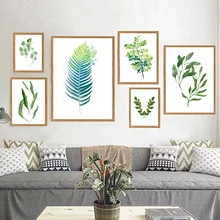 

Wall Art Canvas Painting Nordic Style Watercolor Plant Leaves Poster Print Landscape Picture For Living Room Home Decoration