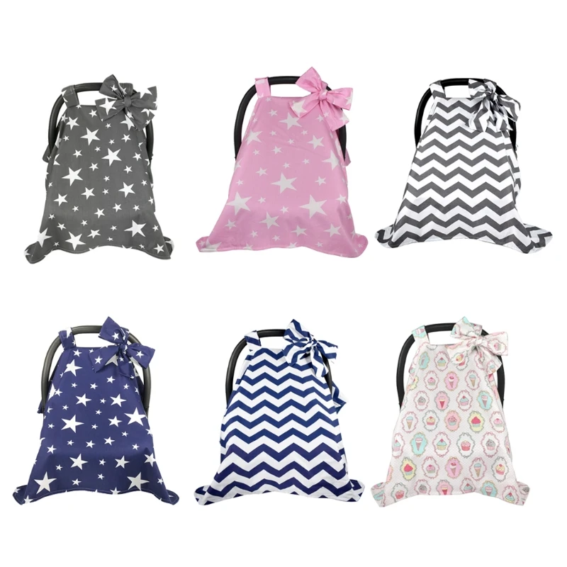  Cotton Baby Car Seat Canopy Cover Infant Children Stripes Stars Carseat Covers