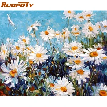 

RUOPOTY Frame Diy Painting By Numbers Kits Flowers Home Decor Wall Art Drawing Paint By Numbers Artwork Coloring By Numbers Gift