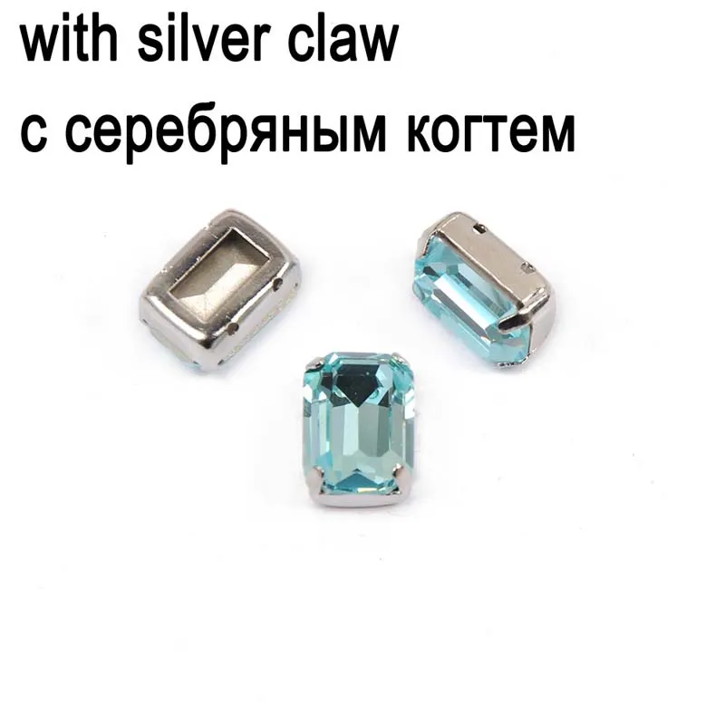 crystal with silver CTPA3bI K9 восьмиугольник кристалл Аквамарин цветной горный хрусталь DIY Одежда прозрачный бисер для шитья стекло декоративные с Стразы с фурнитурой - Цвет: crystal with silver