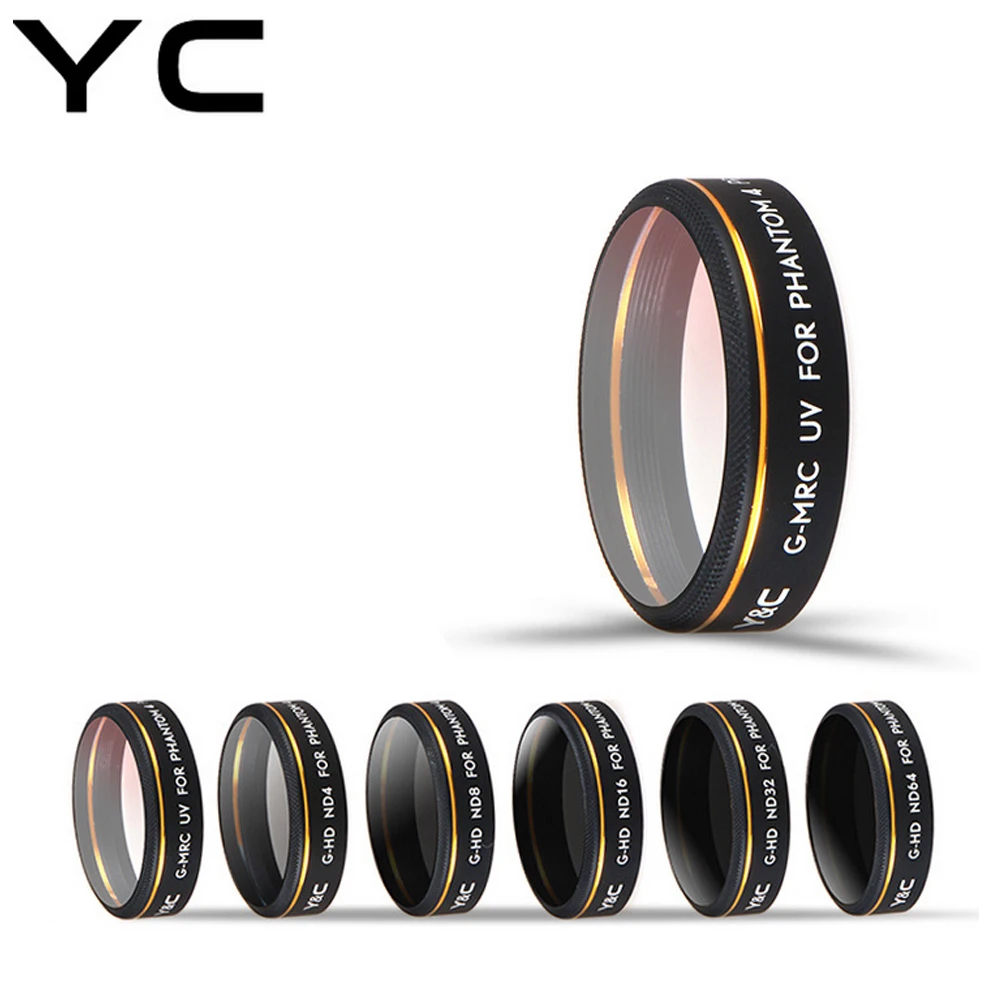 

YC Lens Filters ND4 ND8 ND16 ND32 ND64 HD Filter Set for DJI Phantom 4 PRO Drone Quadcopter Accessories